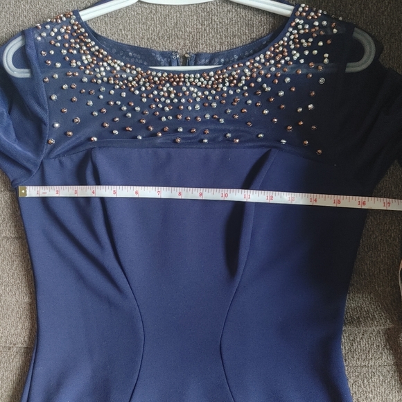 Alex Evenings Womens Short Shift Dress w/ Embellished Illusion Detail - Picture 7 of 11